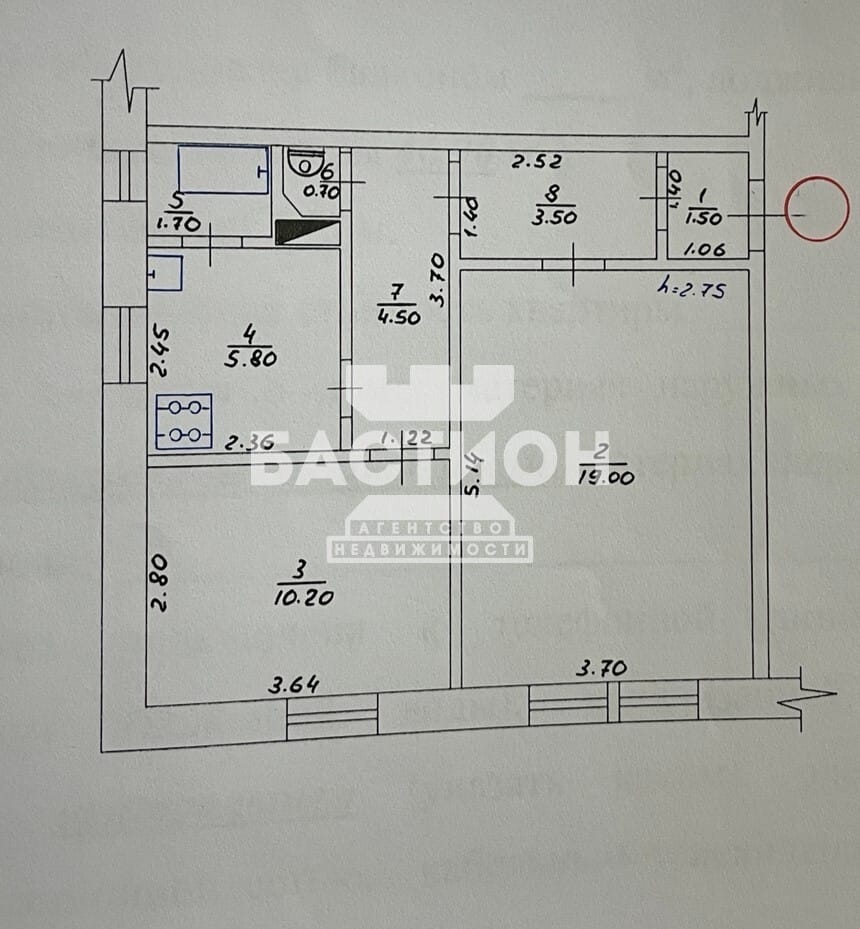 Продаётся двухкомнатная квартира, 47 м²
