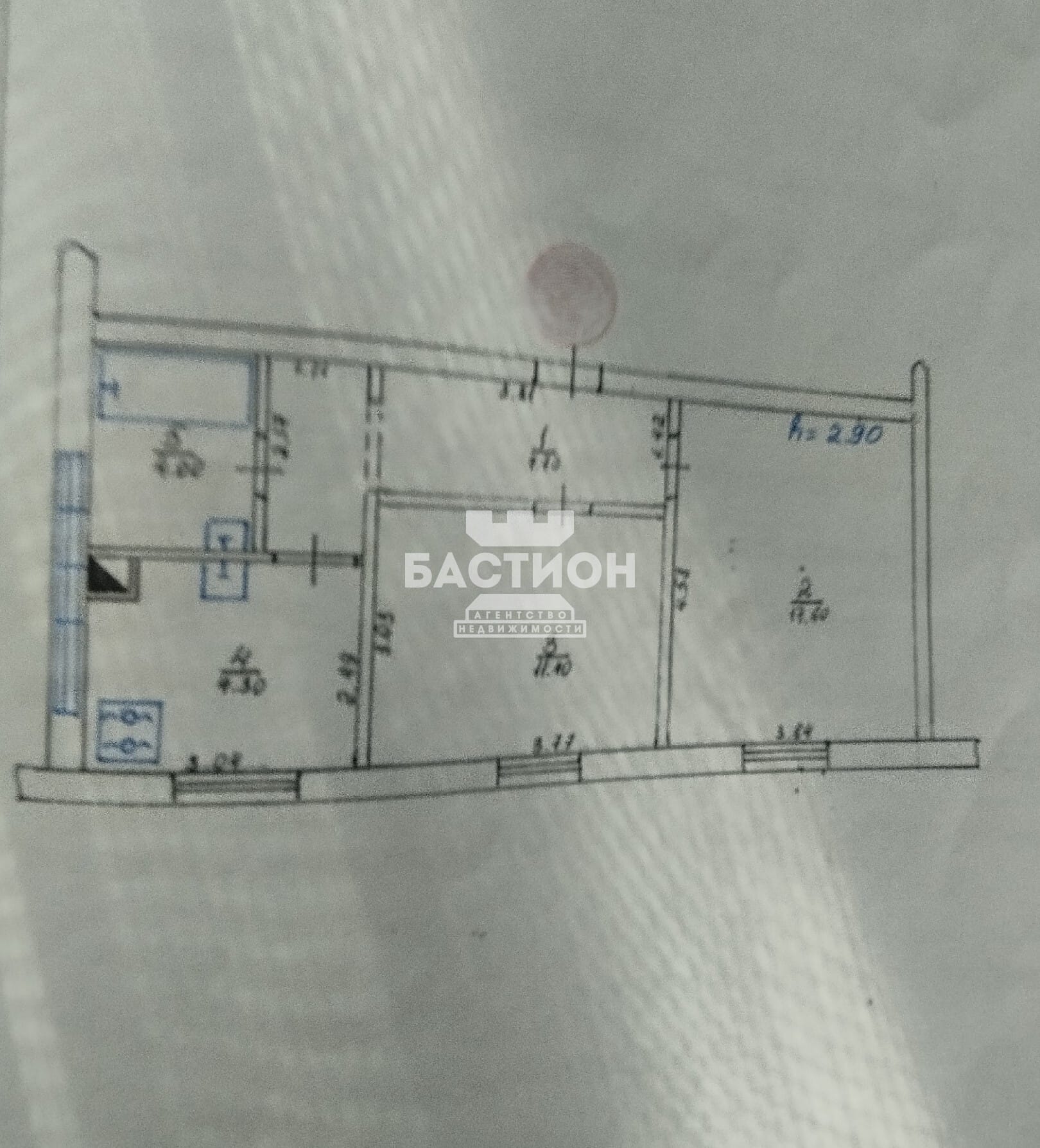 Продаётся трёхкомнатная квартира, 67,3 м²