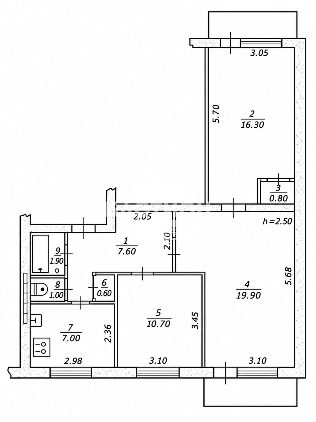 Продаётся трёхкомнатная квартира, 67,8 м²