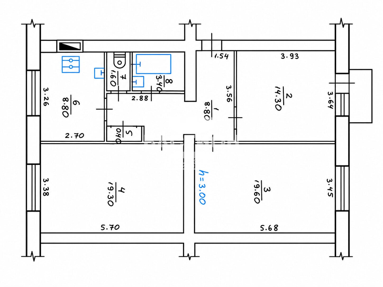 Продаётся трёхкомнатная квартира, 75,9 м²
