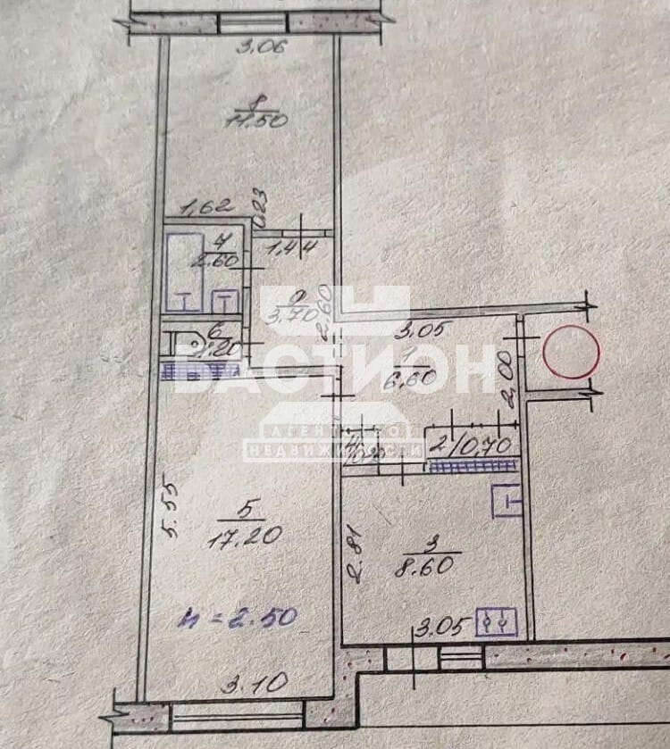 Продаётся двухкомнатная квартира, 55,2 м²