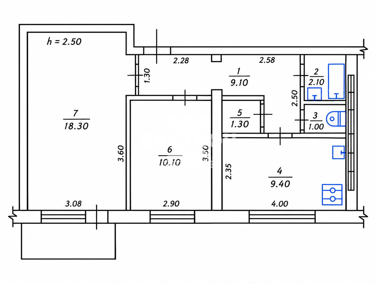 Продаётся двухкомнатная квартира, 51,3 м²