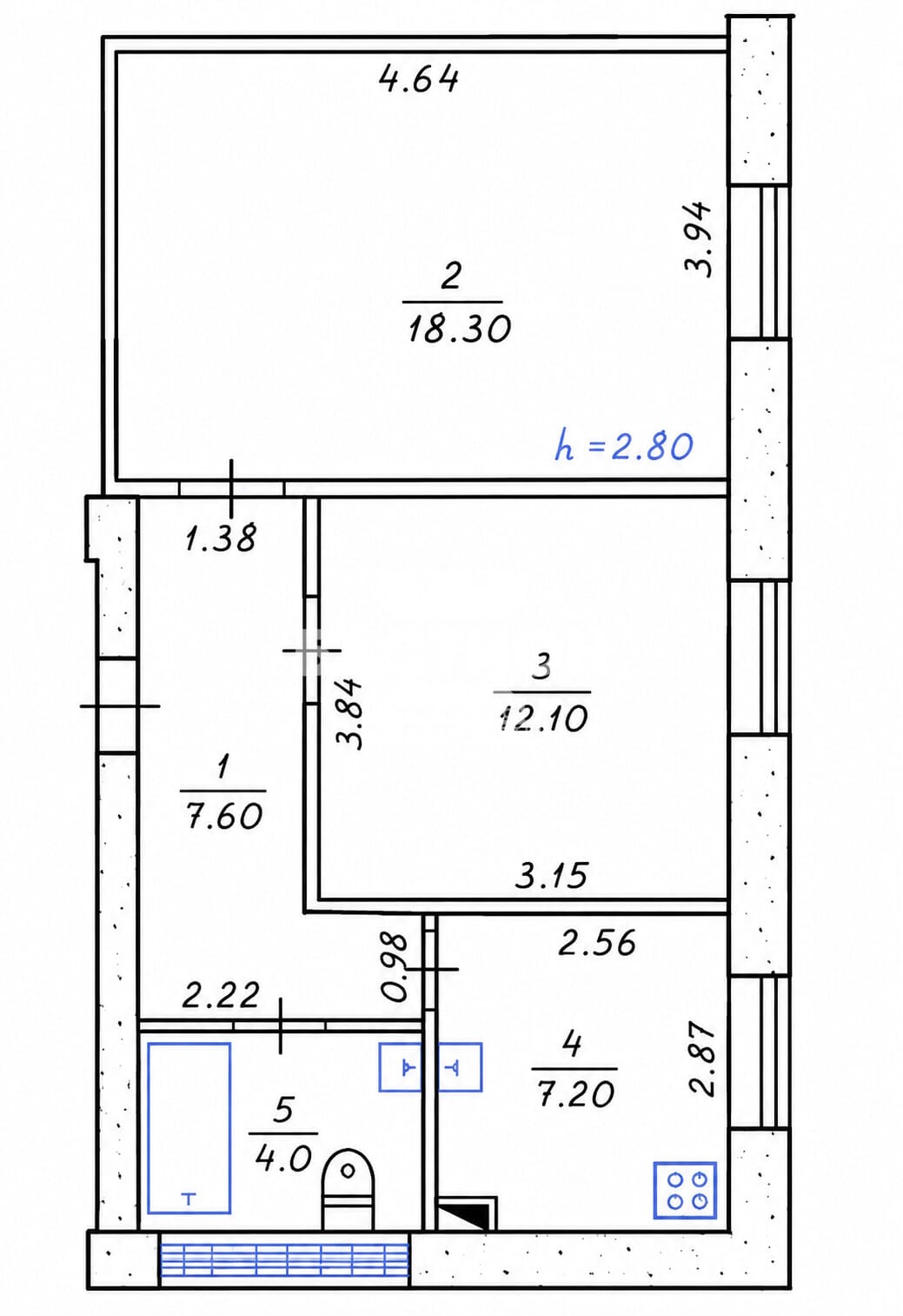 Продаётся двухкомнатная квартира, 50 м²