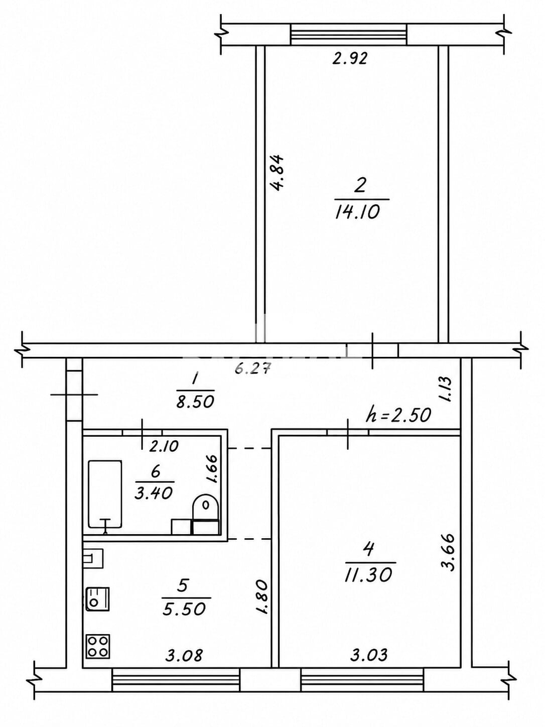 Продаётся двухкомнатная квартира, 43 м²