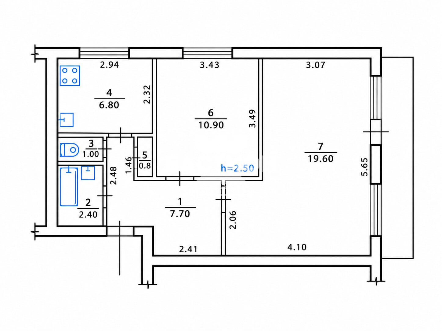 Продаётся двухкомнатная квартира, 50 м²