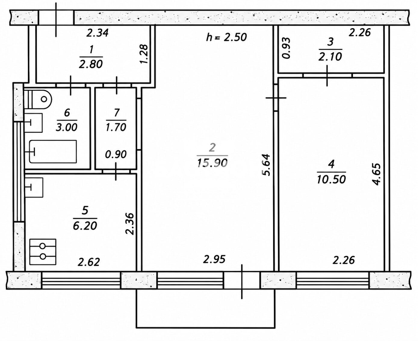 Продаётся двухкомнатная квартира, 43 м²