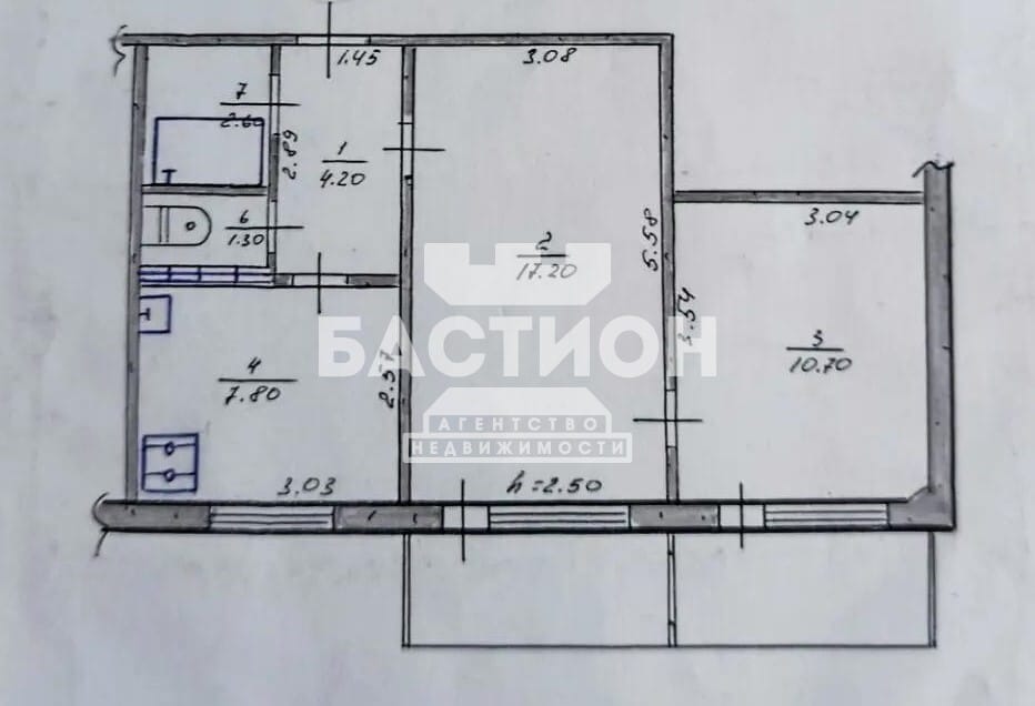 Продаётся двухкомнатная квартира, 44 м²