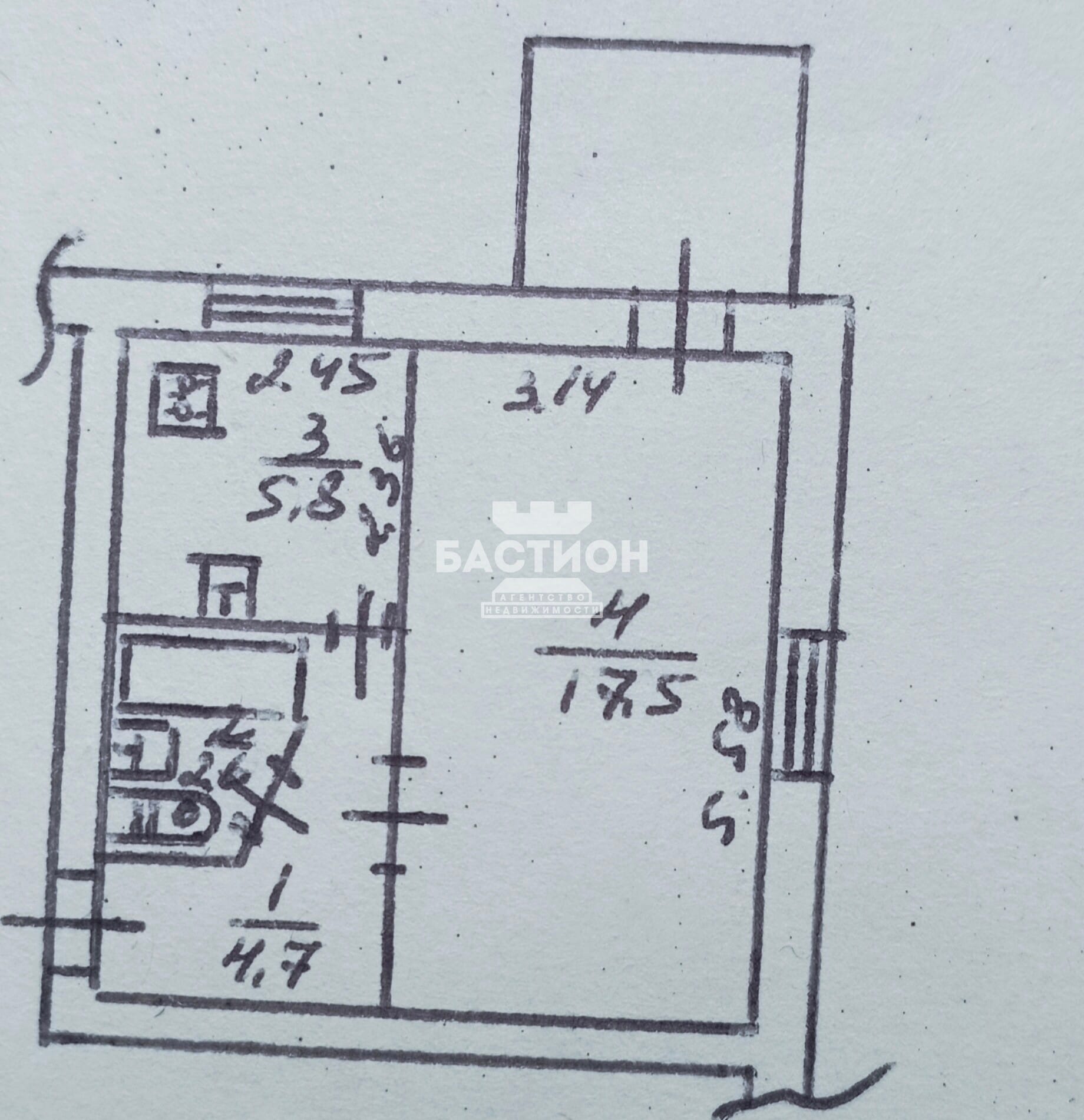Продаётся однокомнатная квартира, 32 м²
