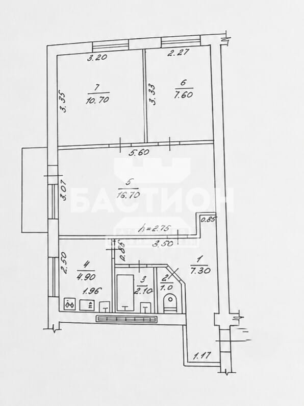 Продаётся трёхкомнатная квартира, 50,3 м²