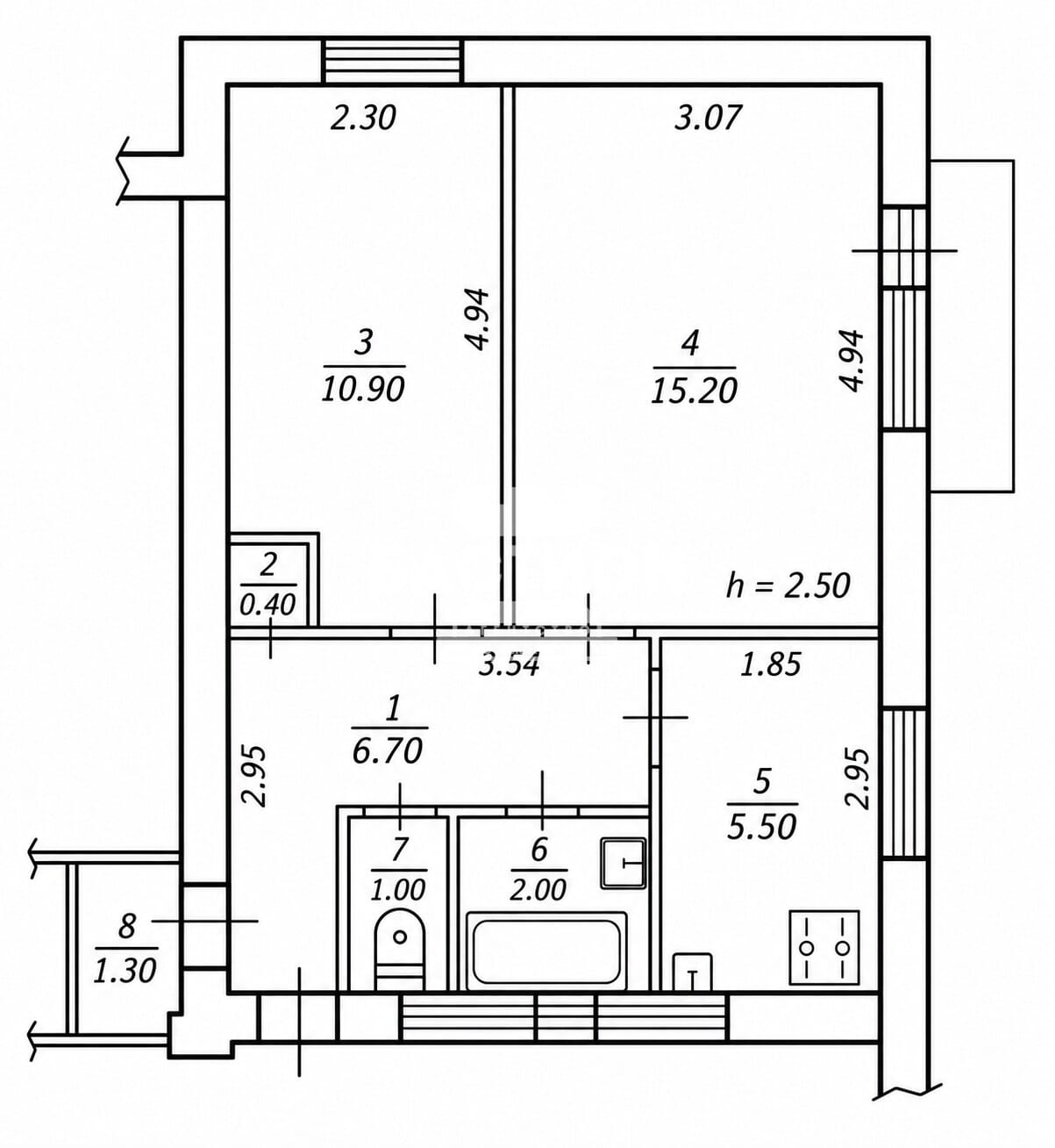 Продаётся двухкомнатная квартира, 43 м²